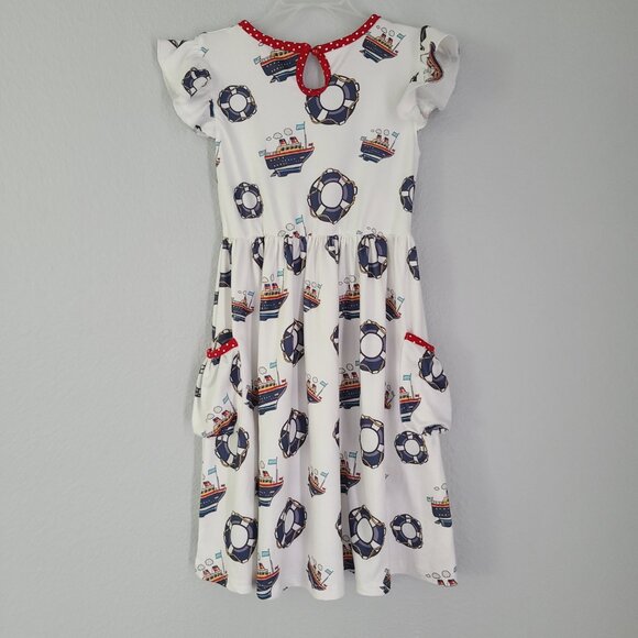 Chris N Missy girls white summer Nautical ships print dress size 7 - Picture 4 of 13